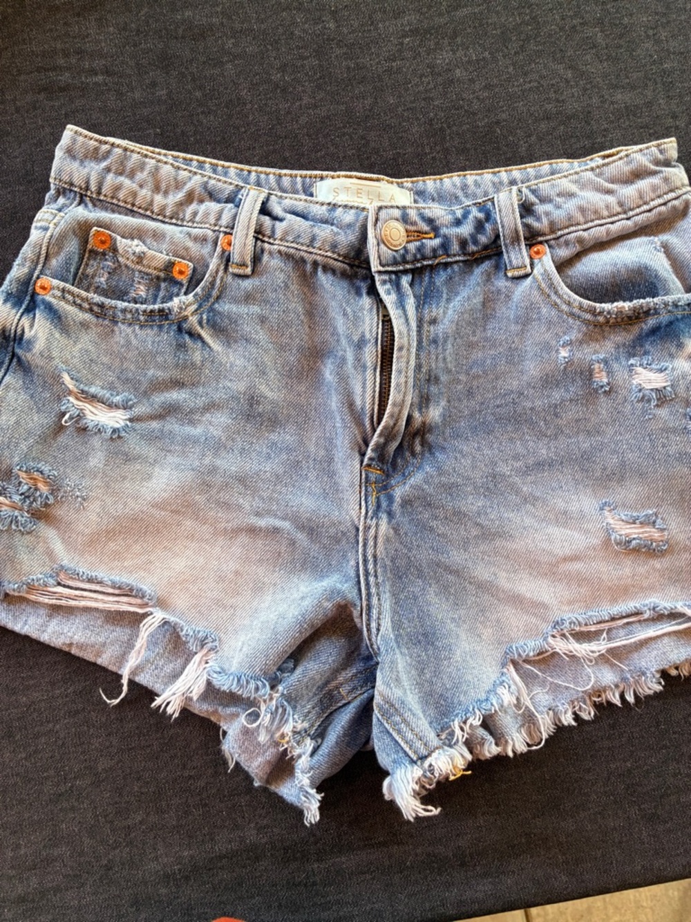 Stellah Distressed Light Blue Denim Cutoff Shorts